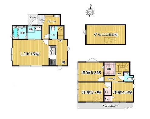 【長沼駅・新築戸建】八王子市絹ケ丘3丁目 ◎長沼駅・北野駅から徒歩13~14分圏内◎5.6帖のグルニエ(小屋裏収納)有◎WIC有《同施工メーカーモデルハウス内覧可》